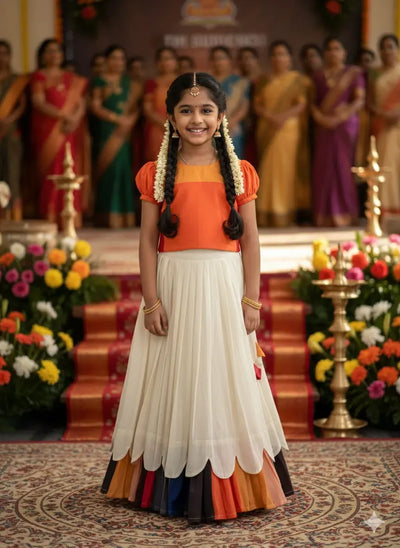 Elegant Cotton Lehenga Set - Printed Festive Style for Girls