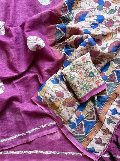 Elegant Cotton Linen Saree - Floral Digital Print & Fancy Latkan for Festive Wear