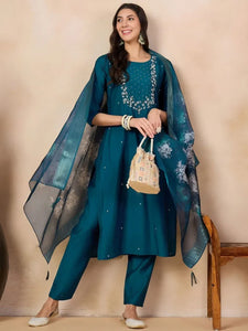 Elegant Cotton Silk Kurti Set - Embroidered Festive Wear for Women | Sizes S-XXL