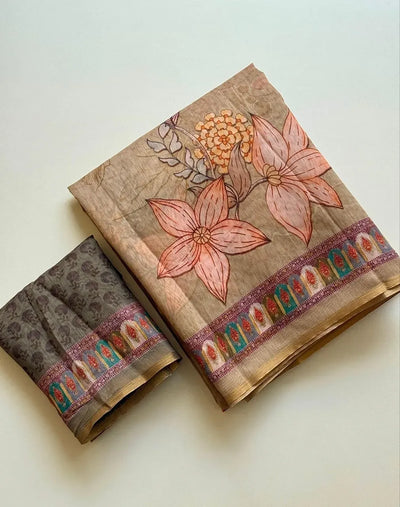 Elegant Cotton Silk Saree with Floral Digital Print for Festive Wear
