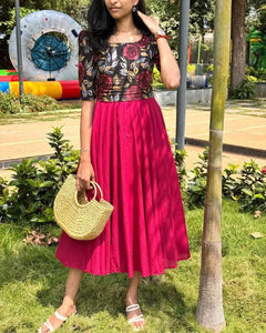 Elegant Cotton Slub Maxi Dress with Jacket for Festive Wear