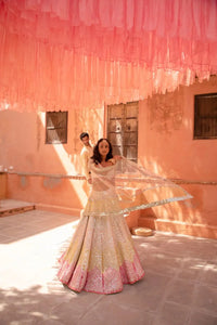 Elegant Cream Lehenga Choli - Mirror Work for Wedding Wear