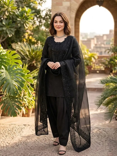 Elegant Crepe Farshi Salwar Suit with Organza Dupatta - Festive Wear for Women