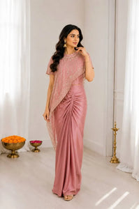Elegant Crepe Silk Dhoti Set with Embroidered Cape - Comfort-Fit Indo-Western Festive Prep Wear