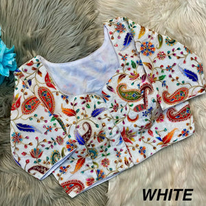 Elegant Crepe Silk Embroidered Blouse - Padded Perfect Fit Festive Prep Wear