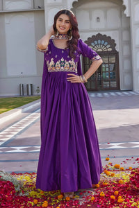 Elegant Crepe Silk Gown - Heavy Embroidery for Party Wear