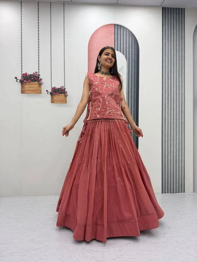 Elegant Crunchy Silk Jacket Style Lehenga with Heavy Sequence Work for Women