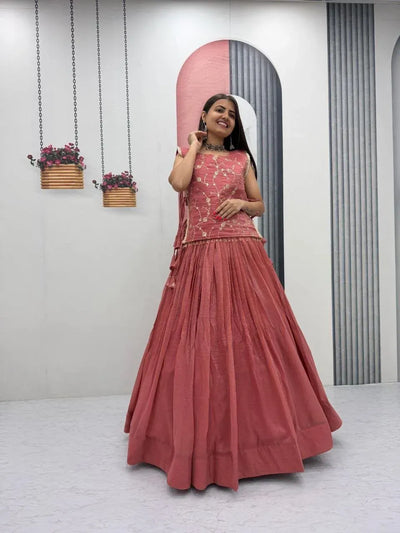 Elegant Crunchy Silk Jacket Style Lehenga with Heavy Sequence Work for Women