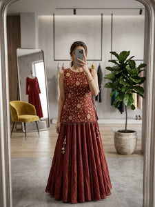 Elegant Crunchy Silk Lehenga Choli Set with 7-Meter Flare - Festive Wear for Women