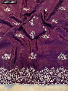 Elegant Crush Embroidered Saree for Women | Festive Collection