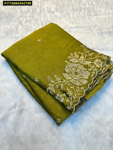 Elegant Crush Silk Saree - Fancy Sequin Embroidery for Festive & Party Wear