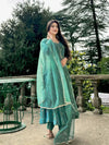 Exclusive Emerald Green Simmar Silk Anarkali Suit with Heavy Sequence Embroidery