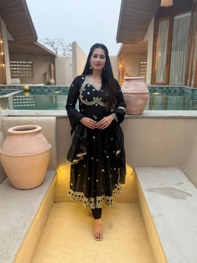 Elegant Designer Anarkali Suit - Sequence Embroidery for Festive Wear