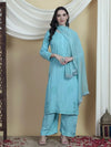 Elegant Designer Aqua Blue Chikankari Suit - Comfortable Summer Reyon Set for Women