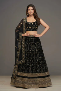 Elegant Designer Black Lehenga - Heavy Zari & Sequence Embroidery for Wedding & Party Wear