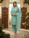 Exclusive Natural Crepe Embroidered Palazzo Set with Organza Silk Dupatta