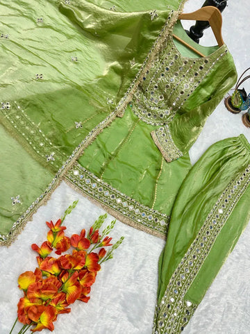 Elegant Designer Dhoti Top Set - Real Mirror Work for Party Wear