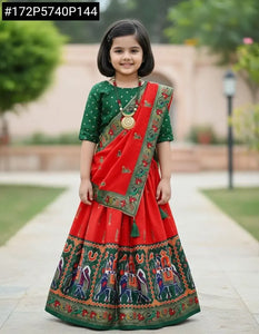 Elegant Designer Dola Silk Lehenga - Zari Foil-Work Festive Wear for Girls