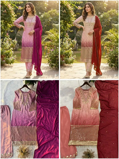 Elegant Designer Embroidered Chinon Suit Set - Perfect for Wedding & Party Wear