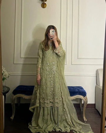 Elegant Designer Faux Georgette Set - Heavy Embroidery Party Wear for Women