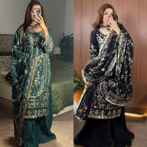 Elegant Designer Georgette Party Wear Suit - Heavy Embroidery & Mirror Work for Women