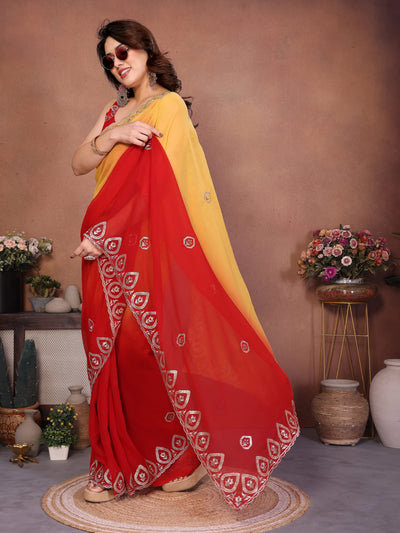 Elegant Designer Georgette Saree - Embroidered Party Wear for Women
