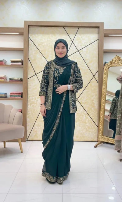 Elegant Designer Jacket Saree - Ready-to-Wear for Festive Parties