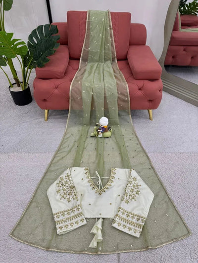 Elegant Designer Net Saree with Stitched Benglori Silk Blouse for Women