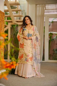 Elegant Designer Organza Palazzo Set - Heavy Embroidery for Festive Wear | Sizes M-XXL