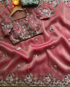 Elegant Designer Organza Saree - Festive Wear for Women