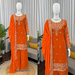 Elegant Designer Palazoo Set - Intricate Thread & Sequins for Festive Wear