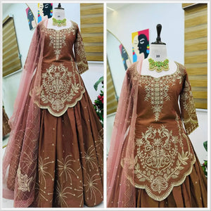 Elegant Designer Party Lehenga Set - Shimmer Silk & Embroidery for Women