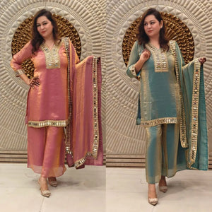 Elegant Designer Peplum Dress Set - Mirror Work Festive Wear for Women
