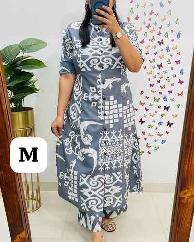 Elegant Designer Printed A-Line Kurti Pant Set - Premium Heavy Rayon Festive Wear for Women