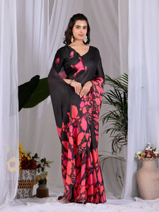Elegant Designer Saree - Modern Floral Print for Women