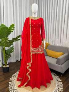 Elegant Designer Sharara Set - Intricate Thread & Sequence Work for Festive & Party Wear
