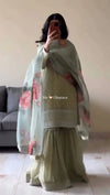 Elegant Designer Sharara Set - Intricate Thread Work for Festive Occasions