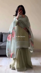 Elegant Designer Sharara Set - Intricate Thread Work for Festive Occasions