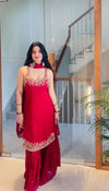 Exclusive Faux Georgette Festive Sharara Set with Intricate Bead and Sequence Embroidery