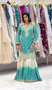 Elegant Designer Sharara Suit Set - Heavy Embroidery & Sequence Work for Festive Wear