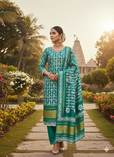 Elegant Designer Suit Set - Embroidered Jacquard Silk for Festivals