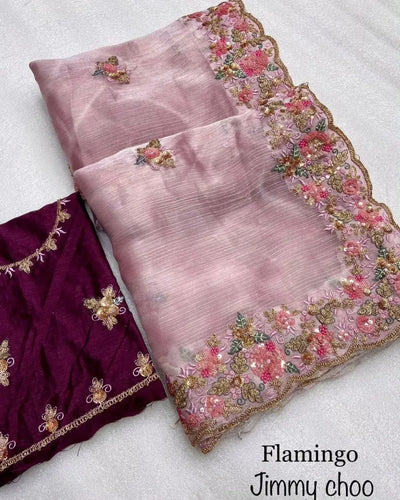 Elegant Designer Zimmy Choo Silk Saree - Sequin Work & Blouse
