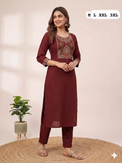 Elegant Dhabu Cotton Kurti Set - Festive Wear for Women