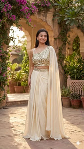 Elegant Dhoti Style Saree - Ready-to-Wear for Weddings & Festivities