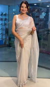 Elegant Diamond Panel Saree - Rich Cut Work for Festive & Party Wear