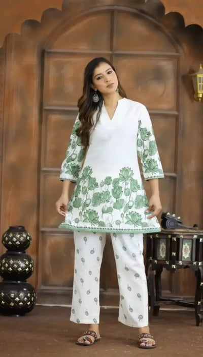 Elegant Digital Print Chinon Kurti Pant Set - Festive Wear