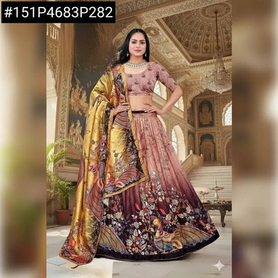Elegant Digital Print Dola Silk Lehenga - Ready-to-Wear Festive Attire
