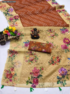 Elegant Digital Print Laheriya Saree - Soft Linen for Women