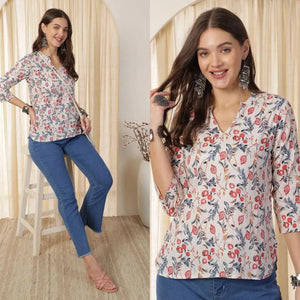 Elegant Digital Print Rayon Slub Top for Women | Spring Collection