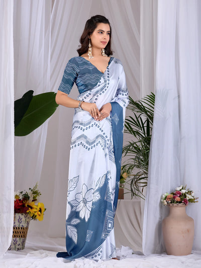 Elegant Digital Printed Saree - Soft Satin Georgette for Modern Women